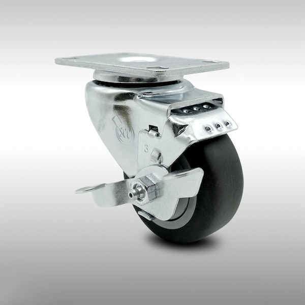 3 Inch SS Thermoplastic Rubber Swivel Top Plate Caster with Brake